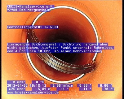 kl Kanalinspektion Neubauabnahme Hindernis Dichtung